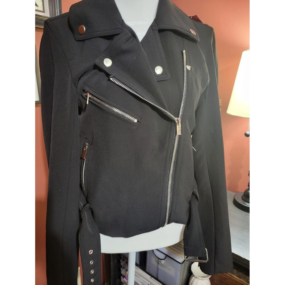 mi ami Women's M Black Moto Blazer Jacket Edgy Biker Punk Rocker Goth Alt